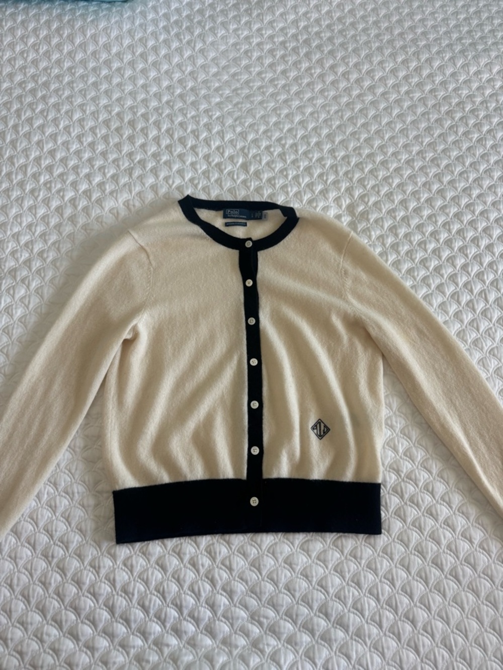 Polo by Ralph Lauren Cream and Black Button-Front Cardigan - Picture 2 of 2